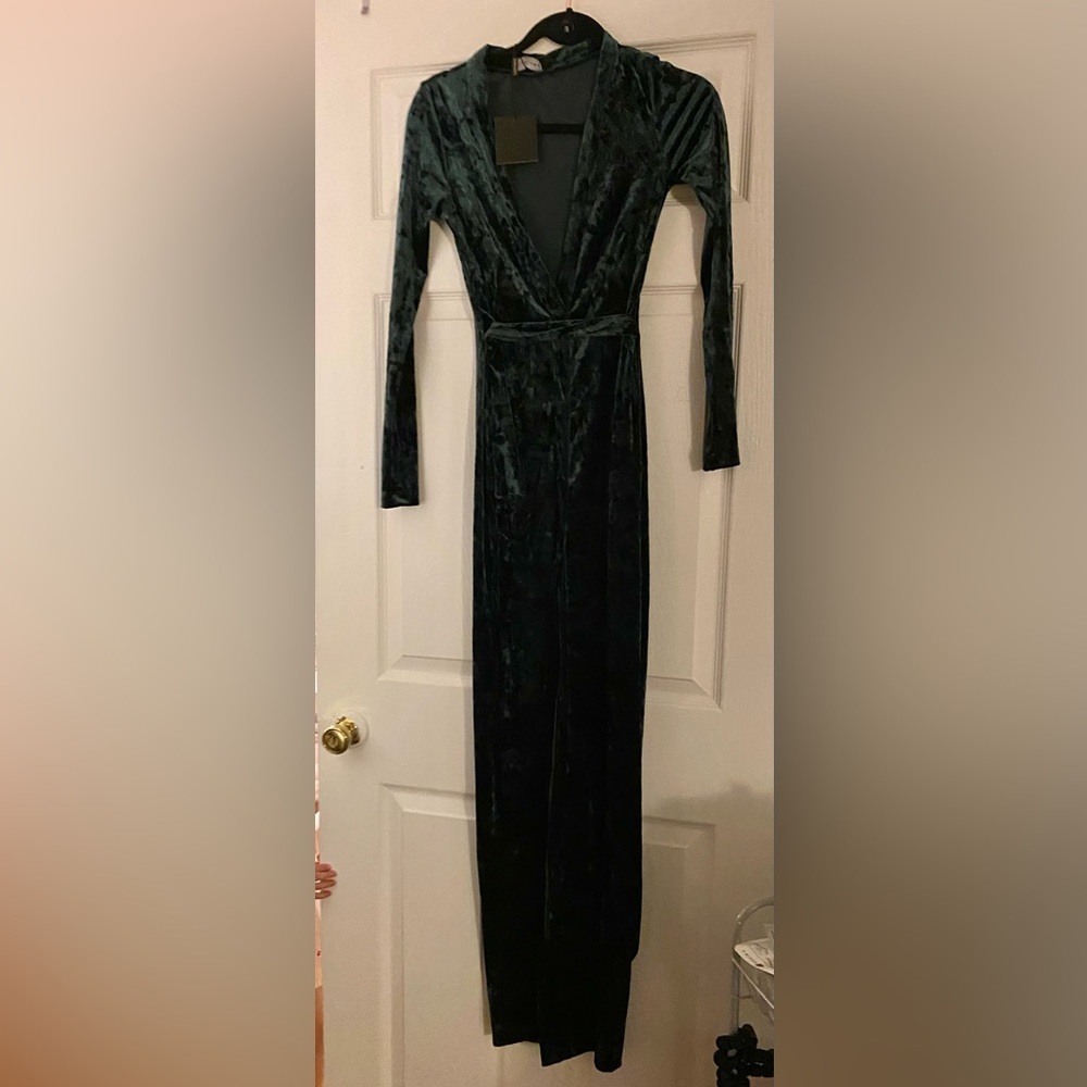 Velevet Slit dress GREEN - Picture 10 of 10